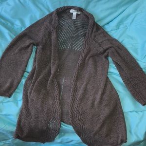 Brown quarter sleeve cardigan